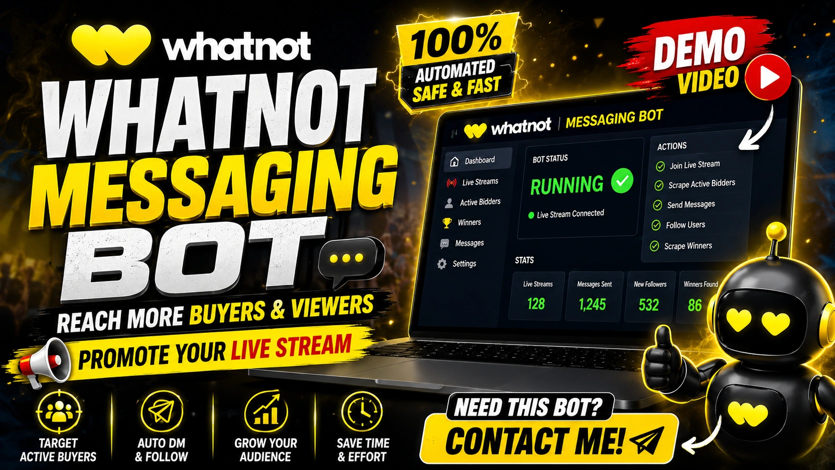 Whatnot Messaging Bot | Reach More Buyers and viewers | Promote Your Live Stream